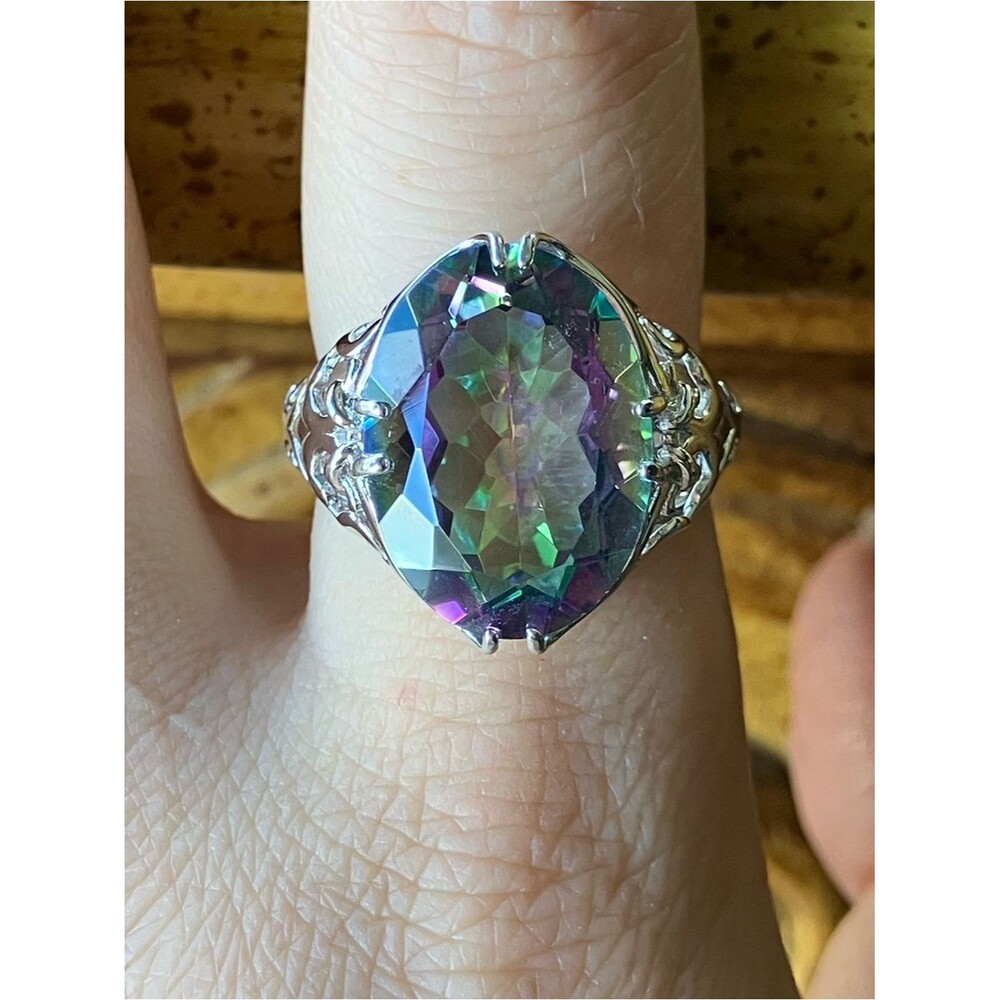 Mystic Quartz Sterling Silver Ring Size 8
